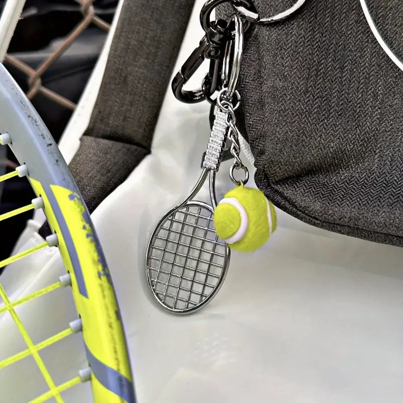 テニスキーホルダーミニテニス＆ラケットかわいいキーリングスポーツギフト